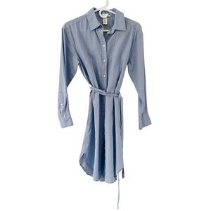 H&M Linen Blend Light Blue Shirt Dress